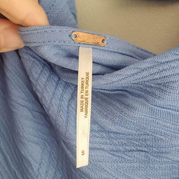 Free people violet mini dress with puff sleeves in periwinkle blue women's small - Picture 4 of 6